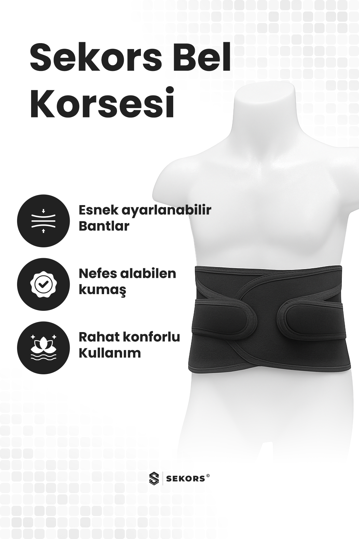 Çelik Balenli Lumbosakral Bel Fıtığı Korsesi | Kayma, Düzleşme ve Destek İçin – Standart Beden