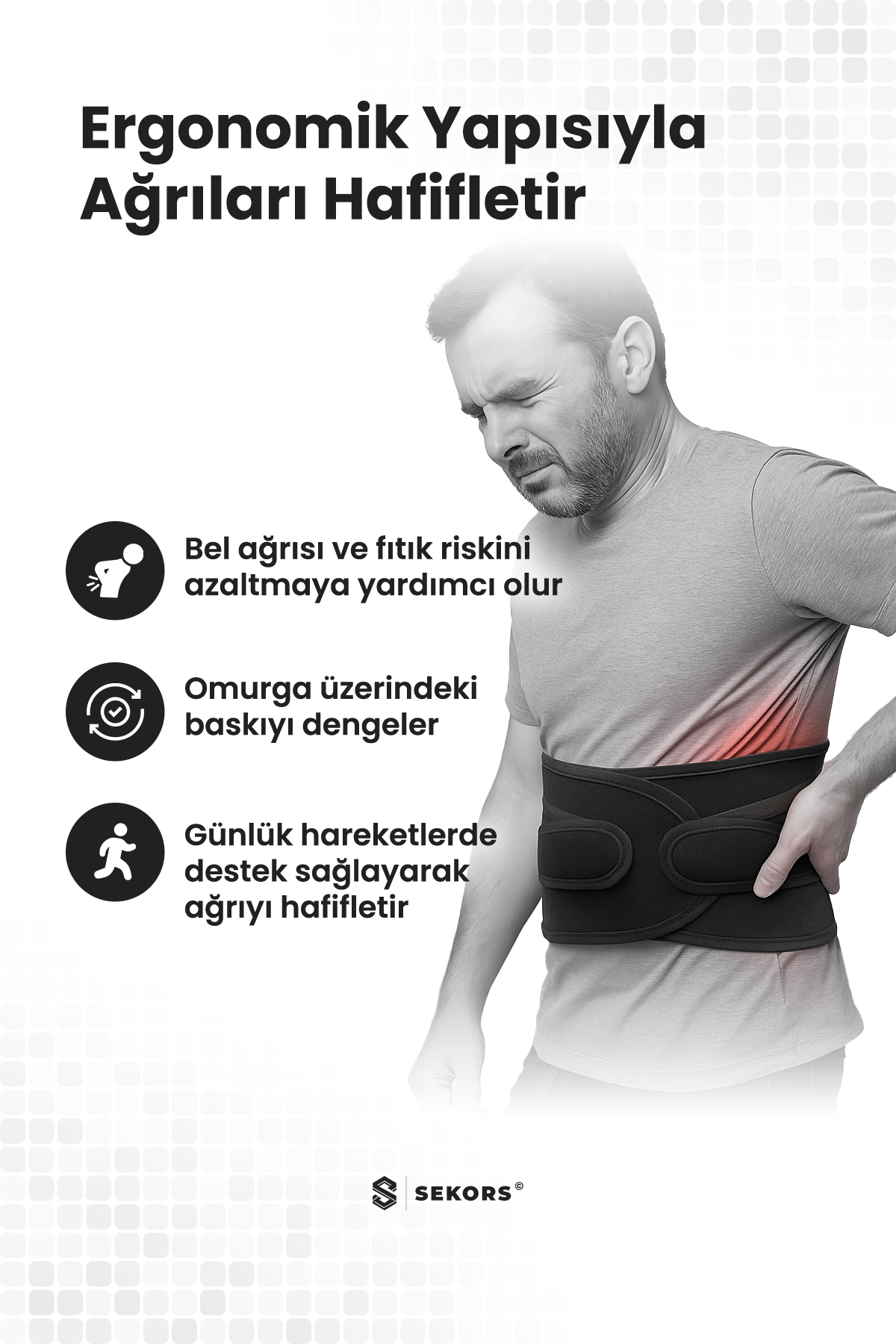Çelik Balenli Lumbosakral Bel Fıtığı Korsesi | Kayma, Düzleşme ve Destek İçin – Standart Beden