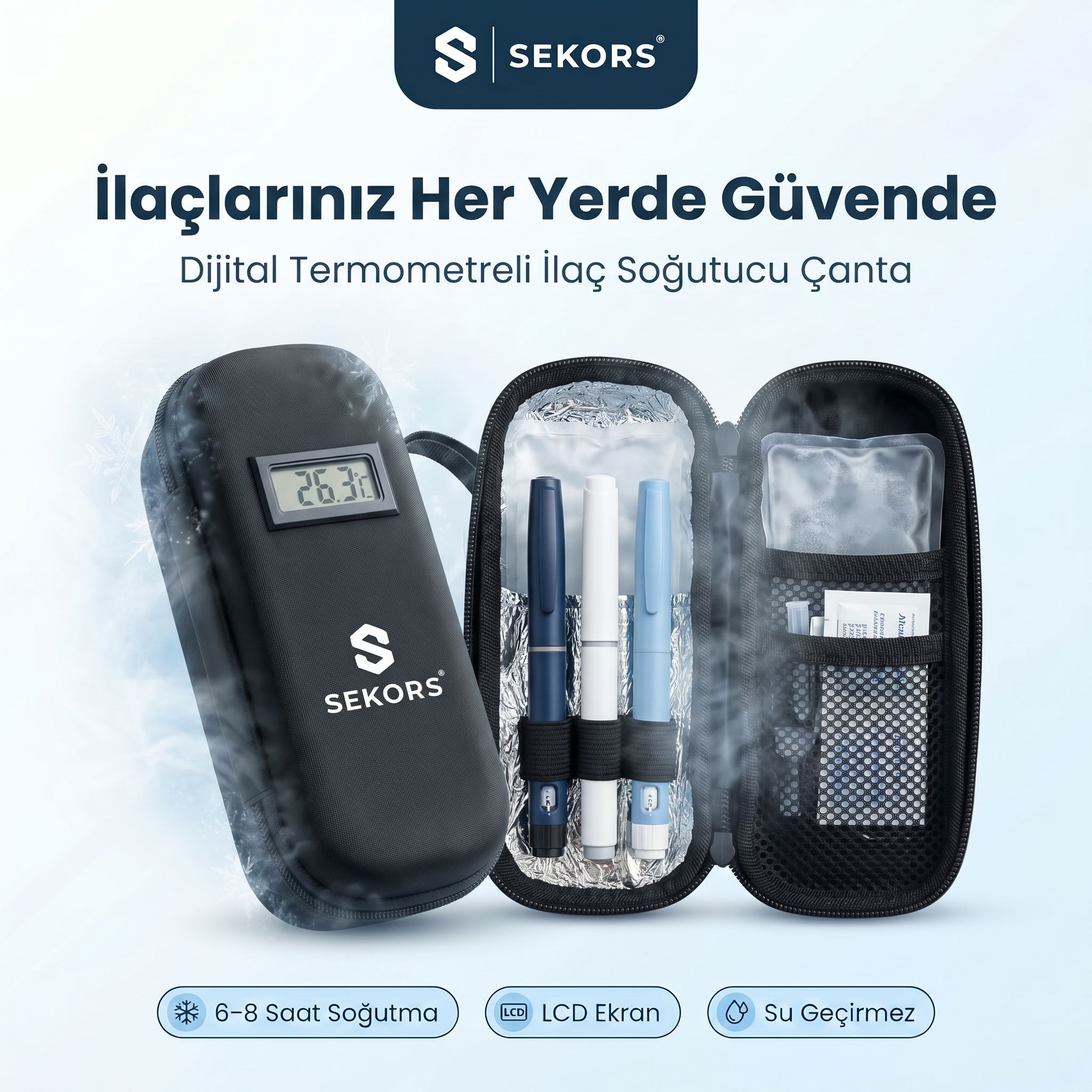 Sekors® Dijital Göstergeli Soğutmalı İlaç Çantası