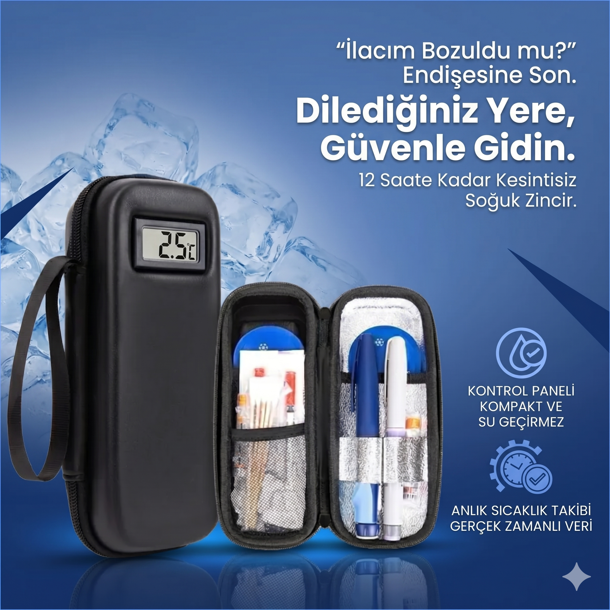 Sekors® Dijital Göstergeli Soğutmalı İlaç Çantası