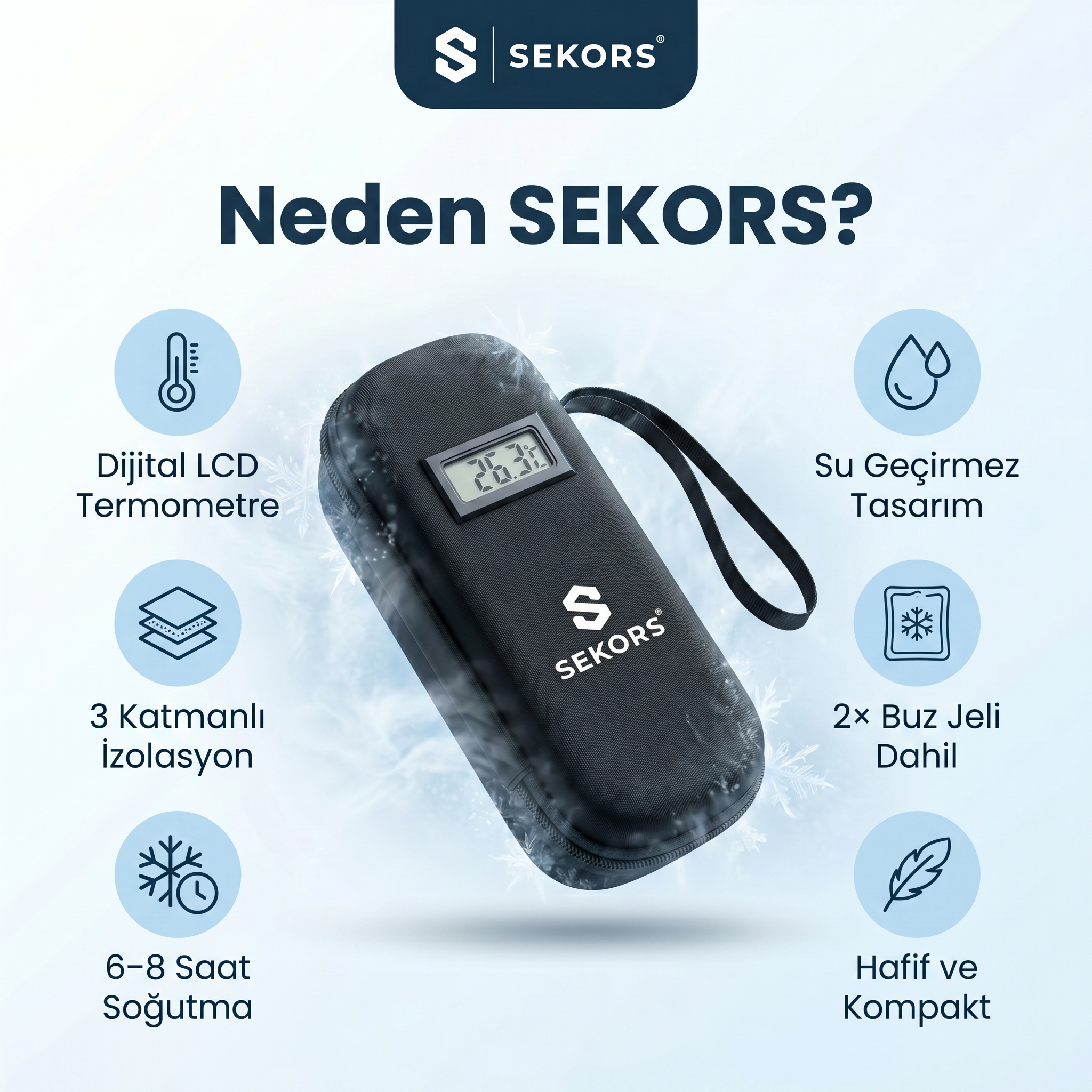 Sekors® Dijital Göstergeli Soğutmalı İlaç Çantası
