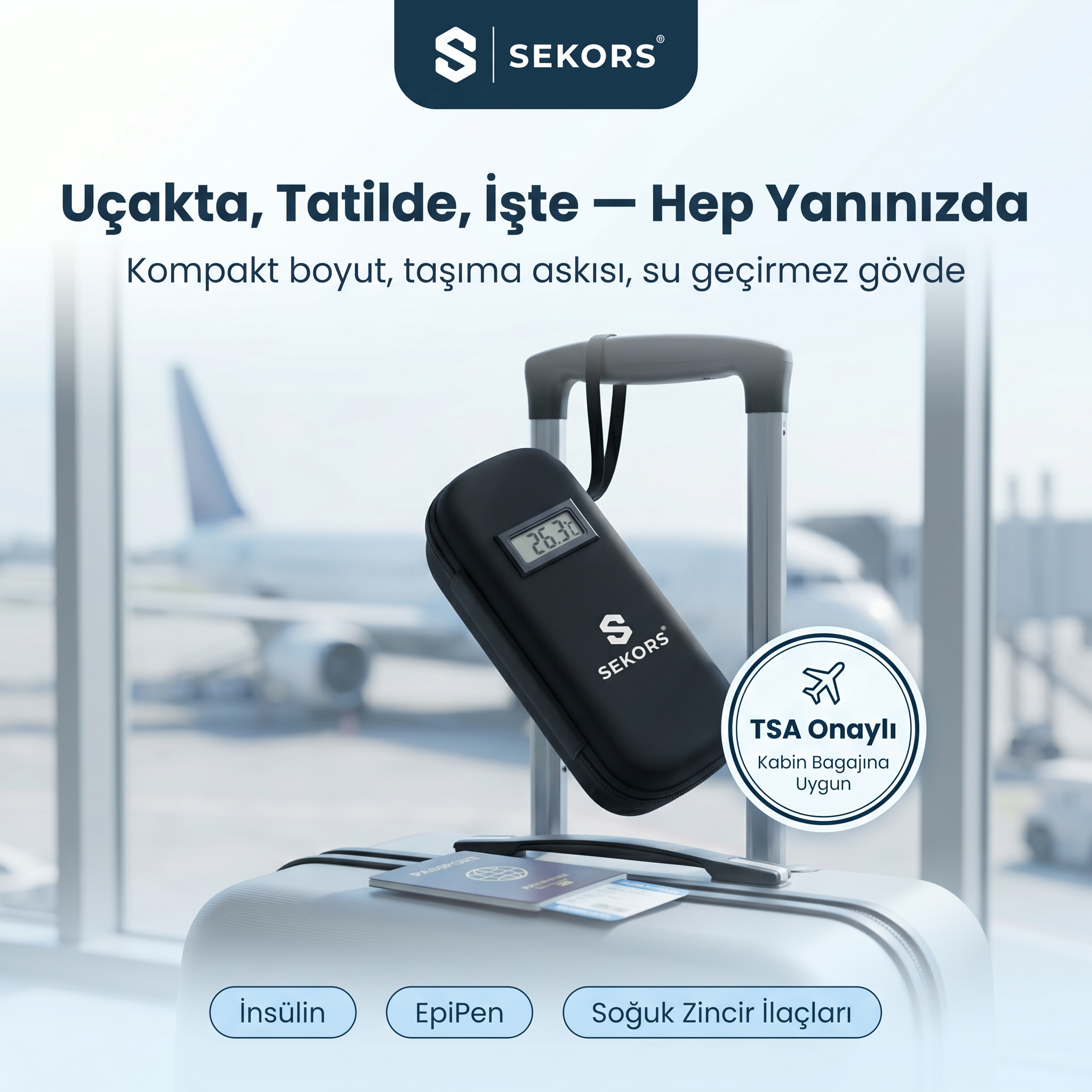 Sekors® Dijital Göstergeli Soğutmalı İlaç Çantası