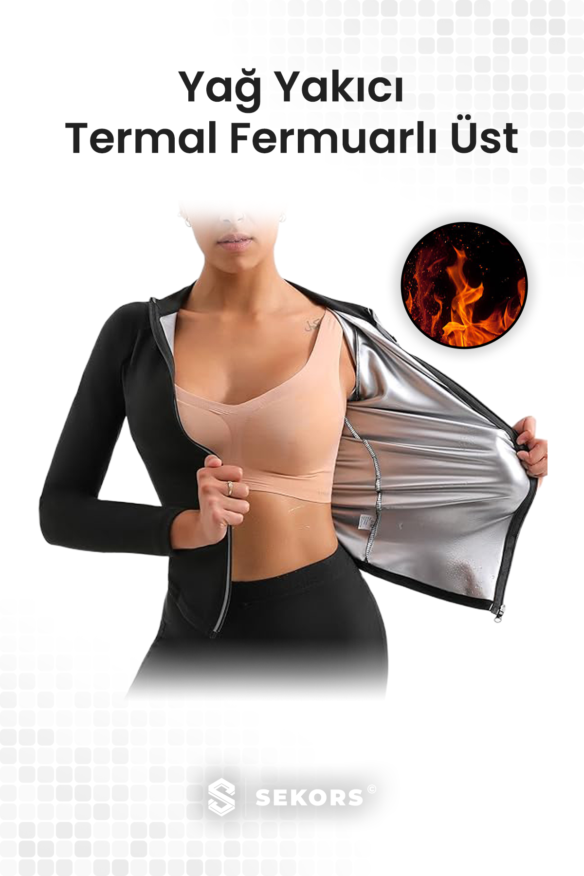 Termal Zayıflatıcı Ve Yağ Yakıcı Uzun Kollu Fermuarlı Üst | Sekors®