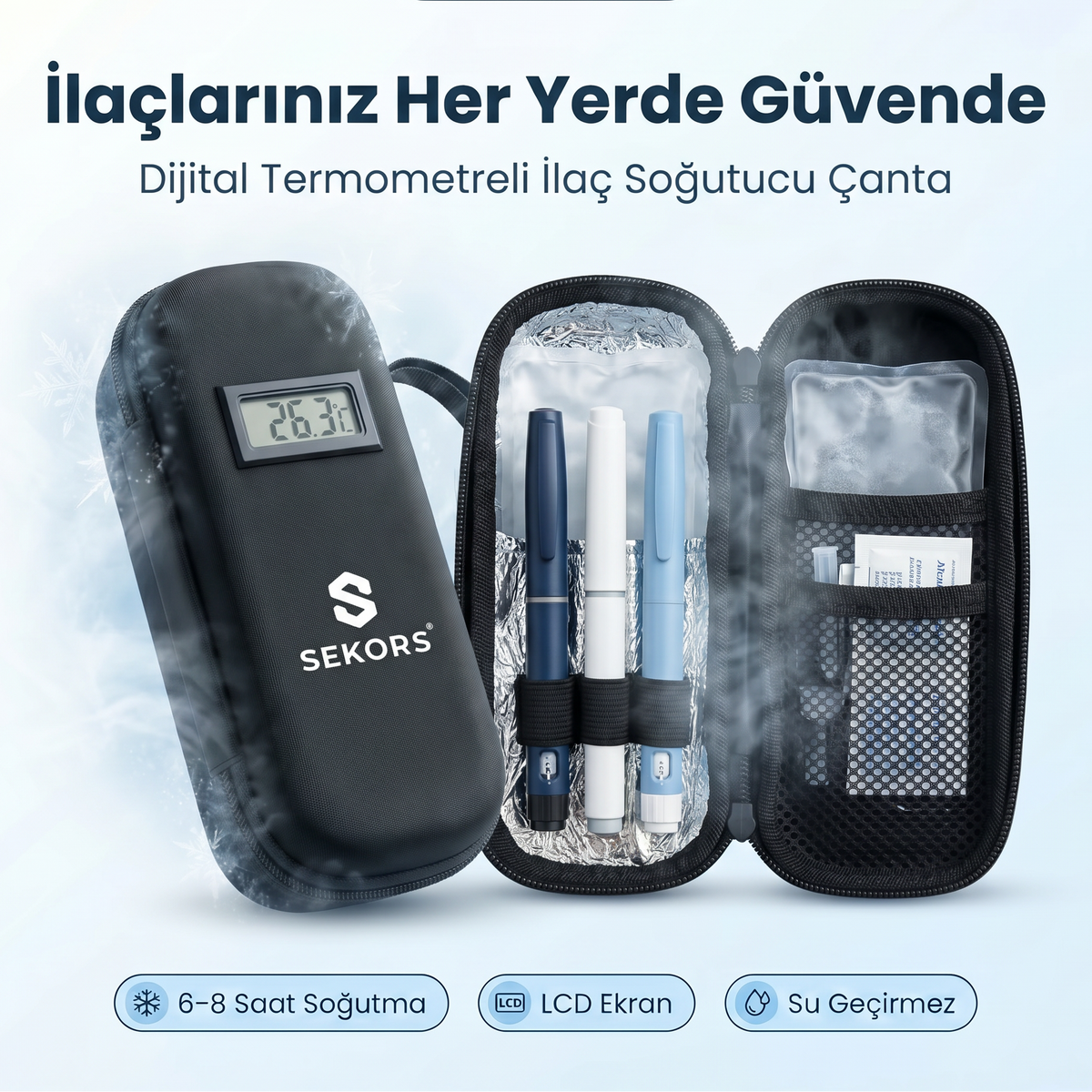 Sekors® Dijital Göstergeli Soğutmalı İlaç Çantası