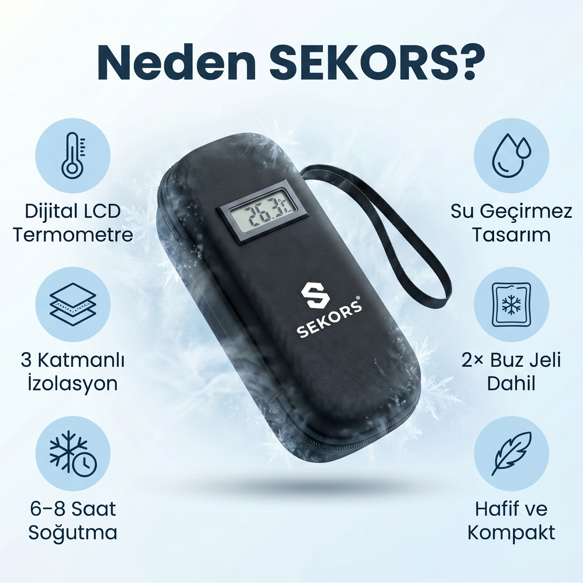 Sekors® Dijital Göstergeli Soğutmalı İlaç Çantası