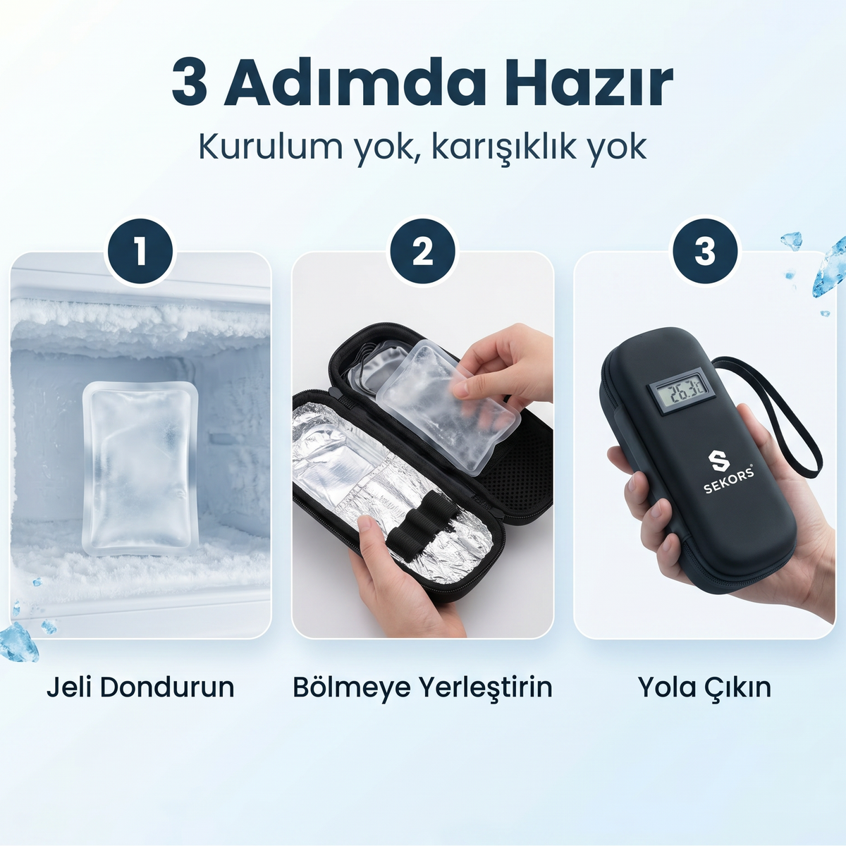 Sekors® Dijital Göstergeli Soğutmalı İlaç Çantası