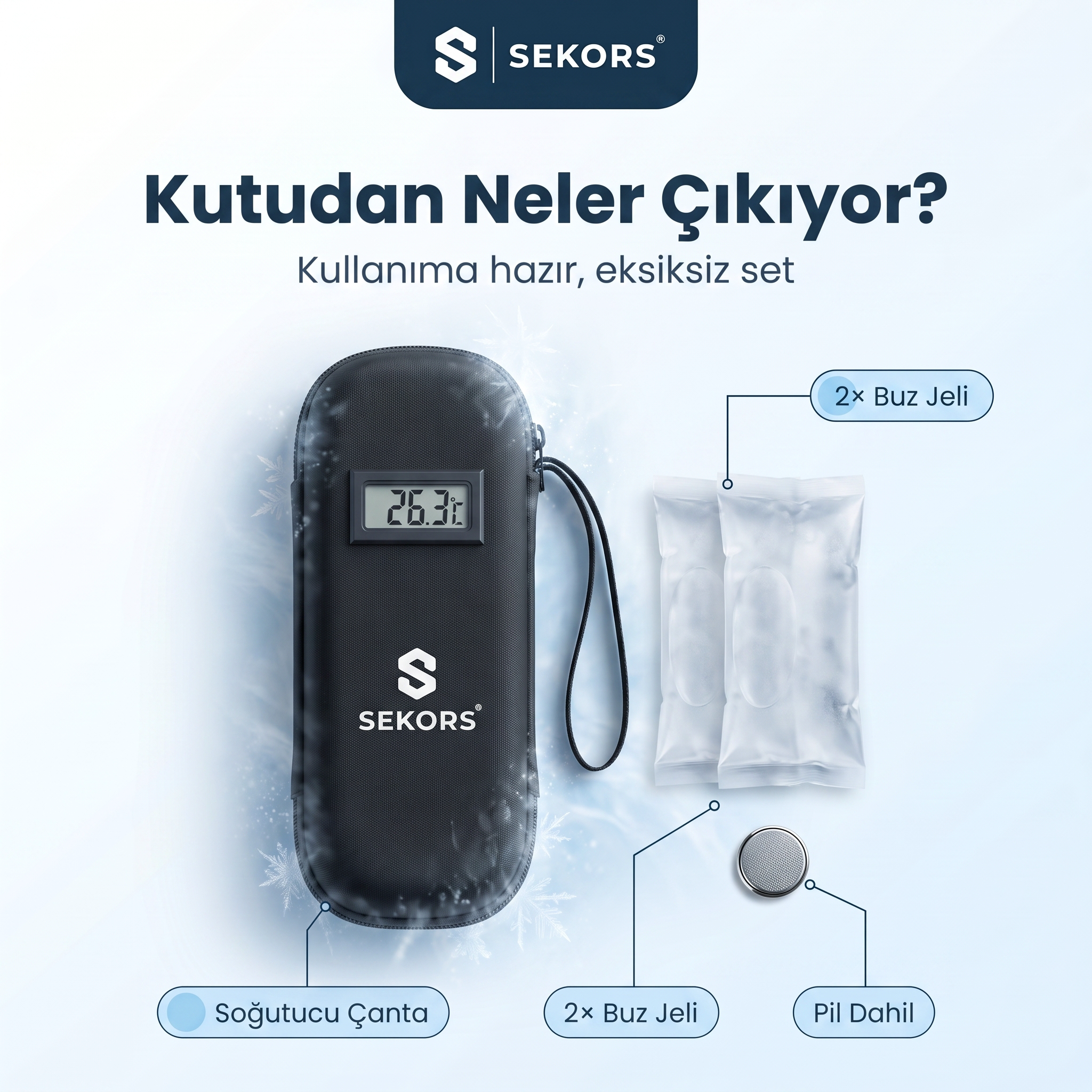 Sekors® Dijital Göstergeli Soğutmalı İlaç Çantası