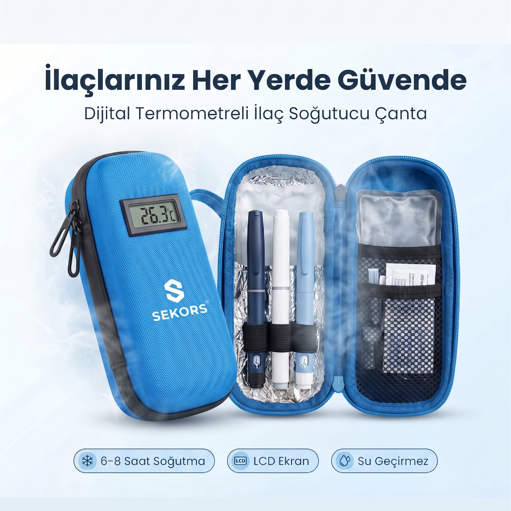 Sekors® Dijital Göstergeli Soğutmalı İlaç Çantası